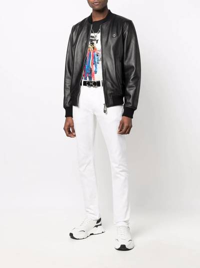 PHILIPP PLEIN leather bomber jacket outlook