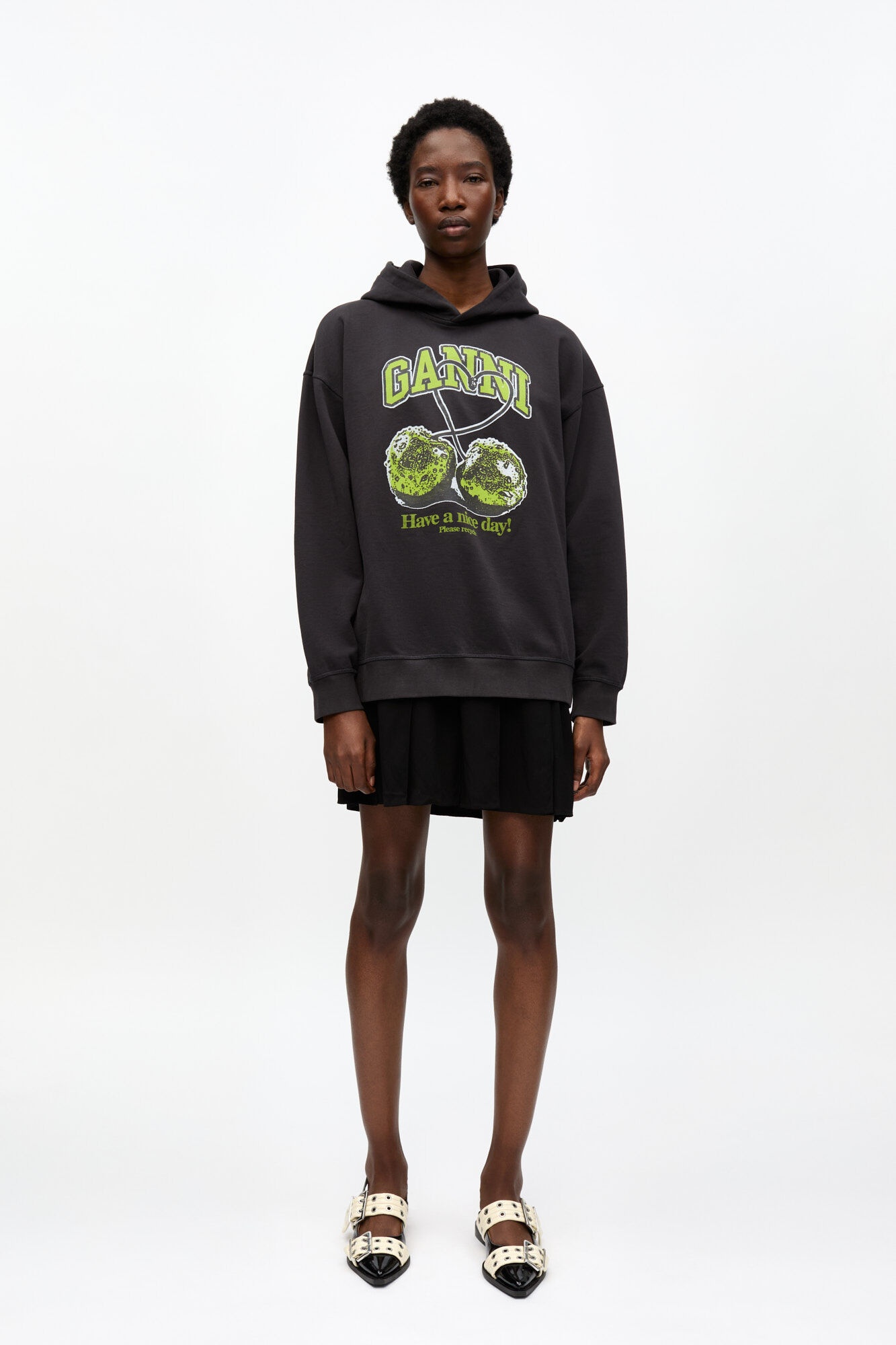 BLACK ISOLI CHERRIES OVERSIZED HOODIE - 3