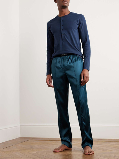 TOM FORD Velvet-Trimmed Stretch-Silk Satin Pyjama Trousers outlook