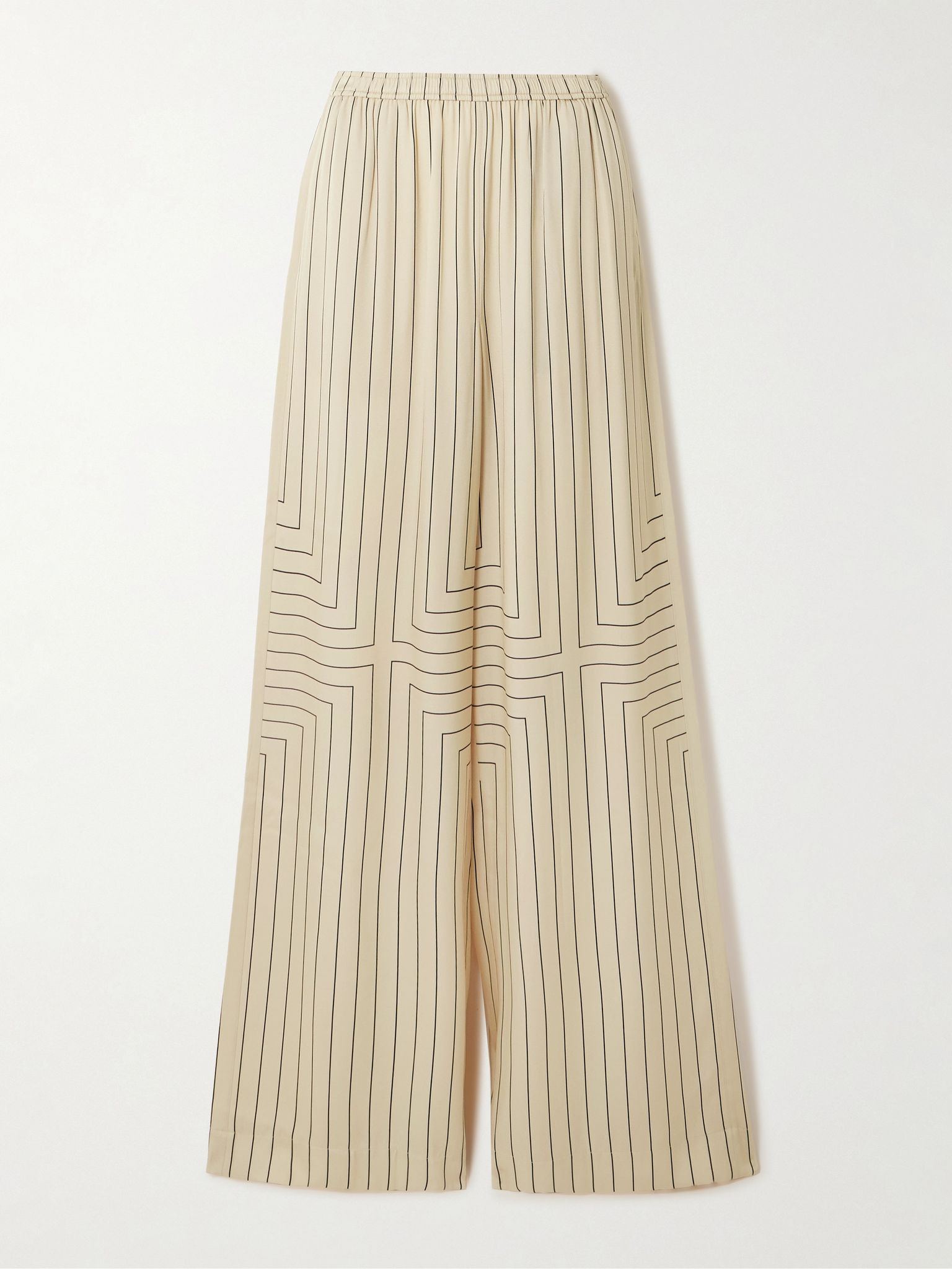 Hulin pinstriped silk-blend satin wide-leg pants Beige - 1