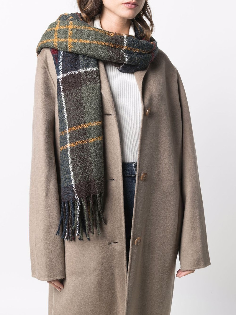 Barbour plaid fringe-detail scarf outlook