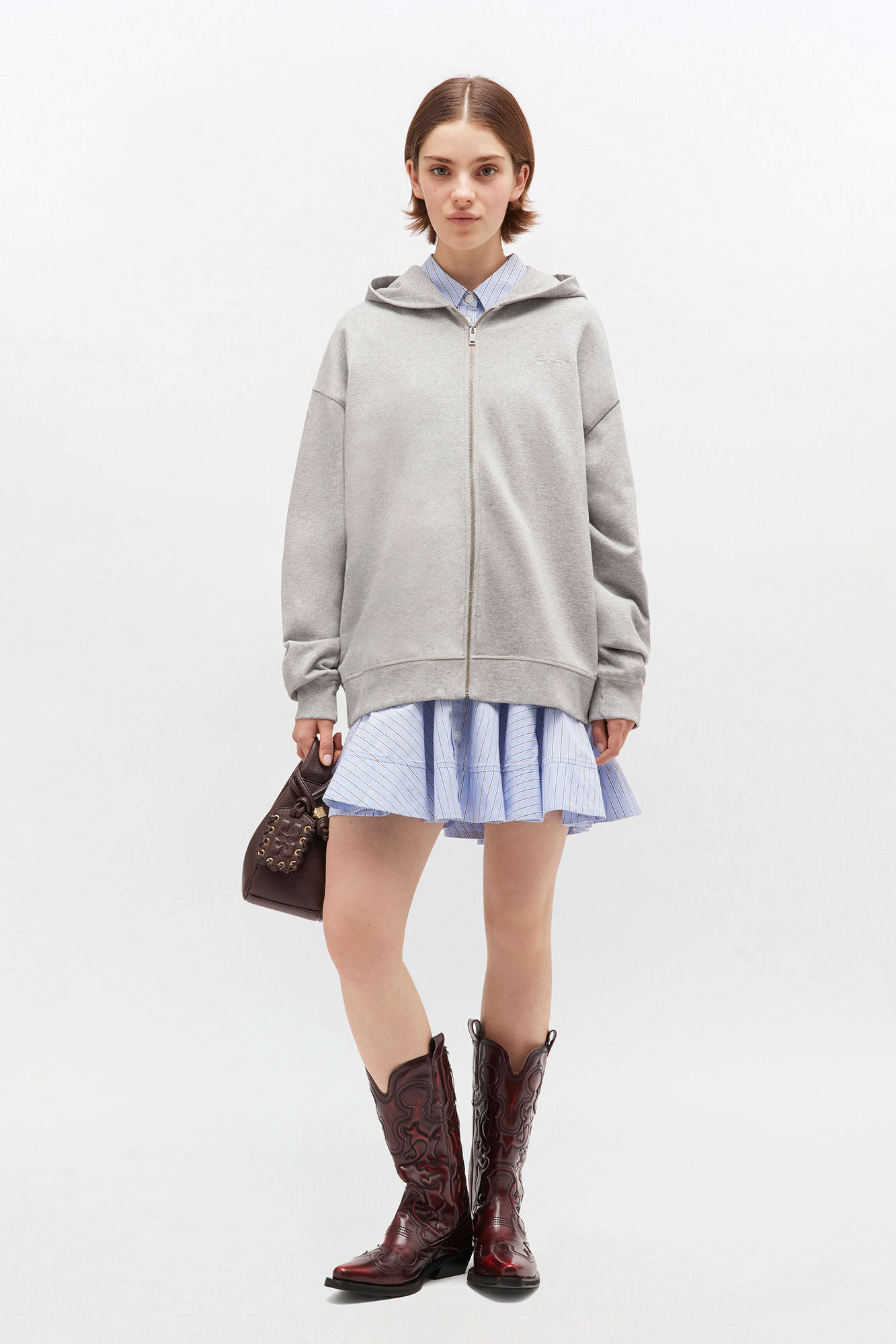 GREY TEDDY ZIP HOODIE - 4