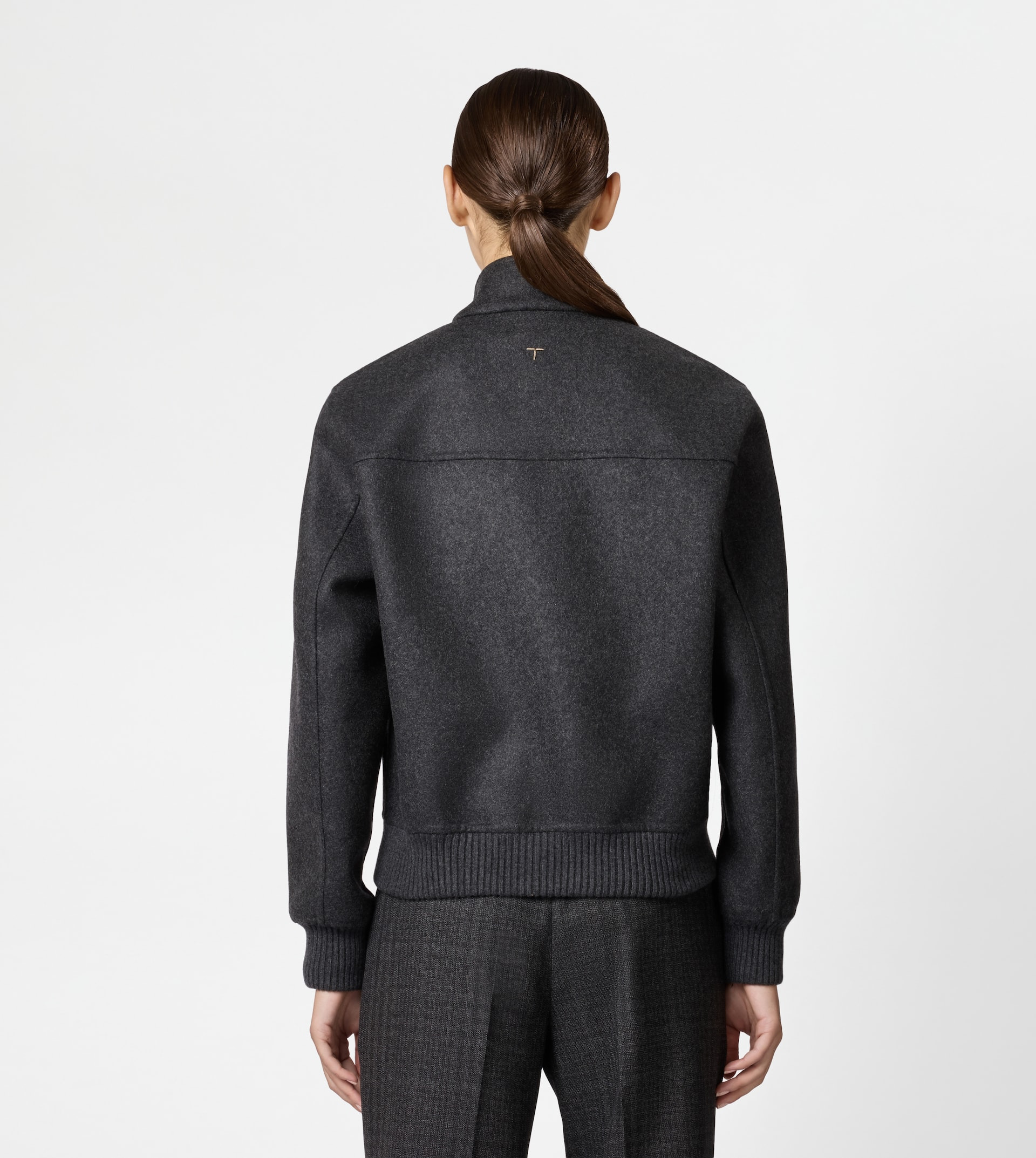 BOMBER JACKET IN DOUBLE CASHMERE - GREY - 3