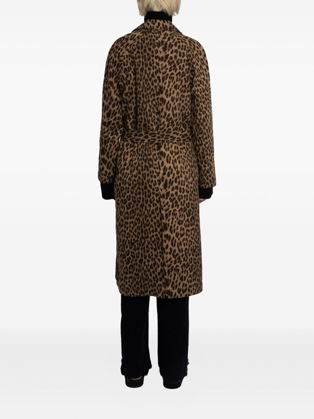 leopard-print belted coat - 4