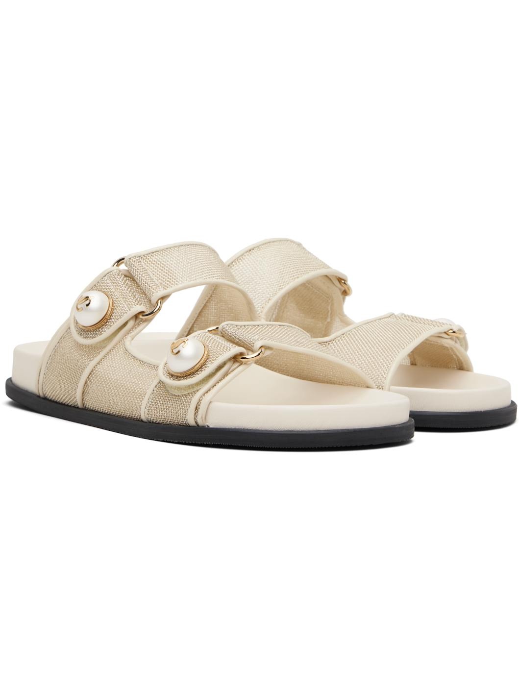 Off-White & Gold Fayence Sandals - 4