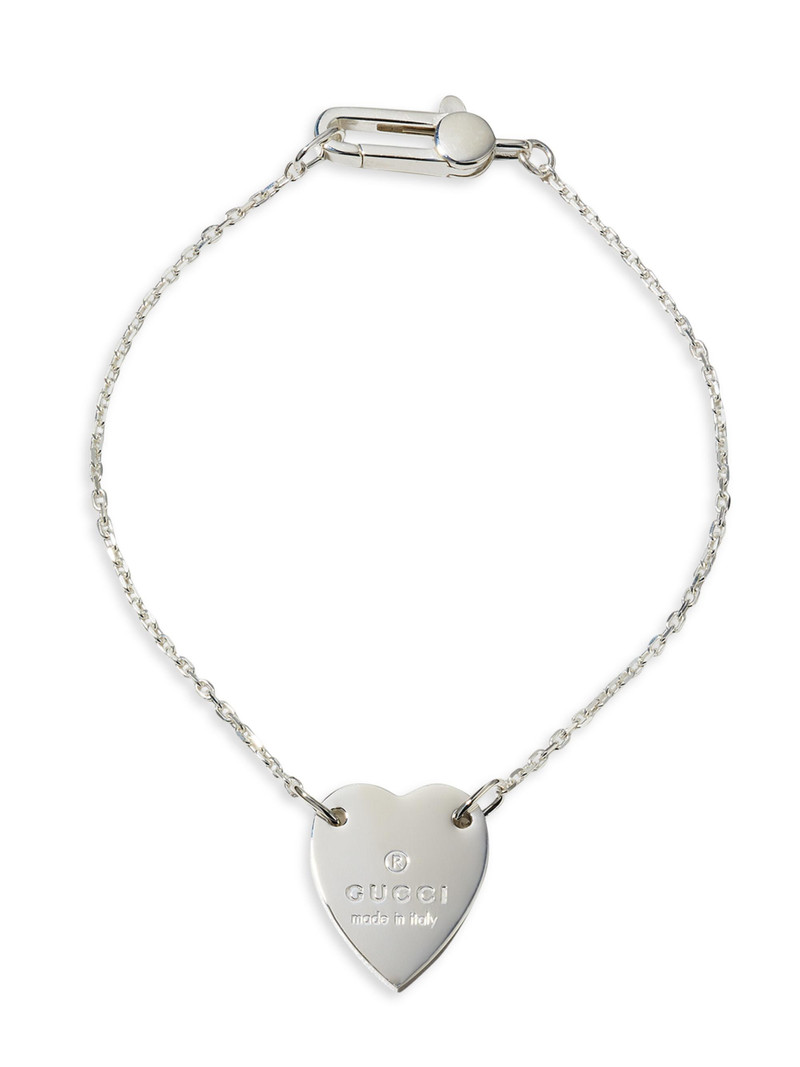 Women's Heart Charm Sterling Silver Bracelet - Silver 1