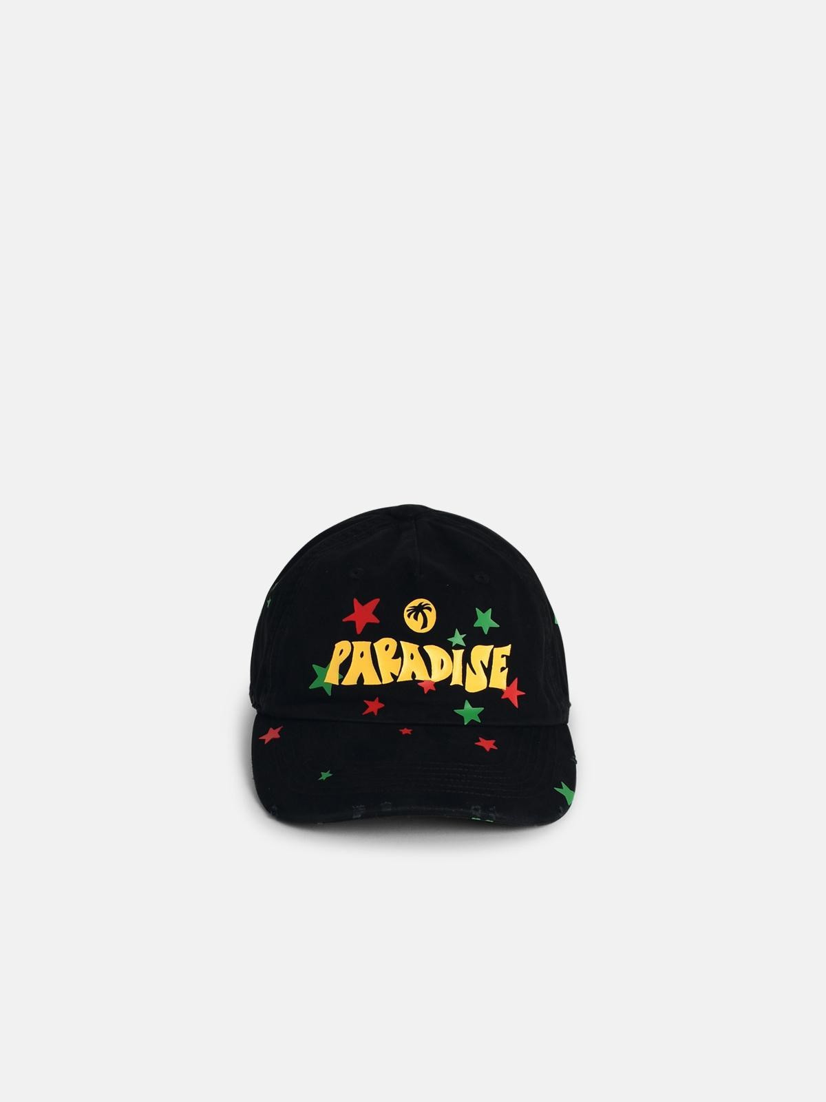'PARADISE' BLACK COTTON HAT - 1