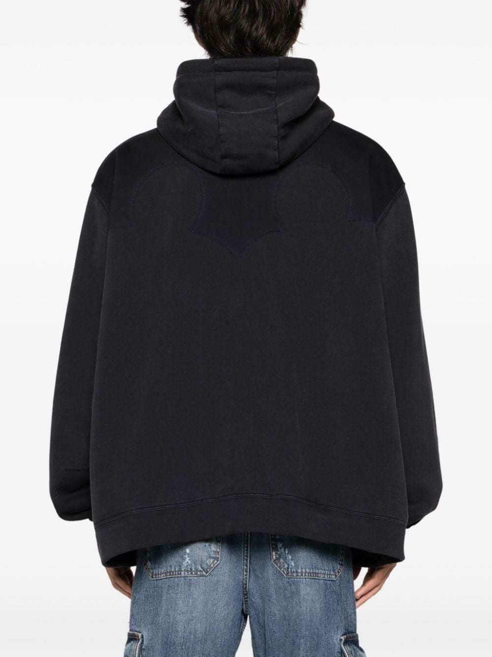 panelled drop-shoulder hoodie - 4