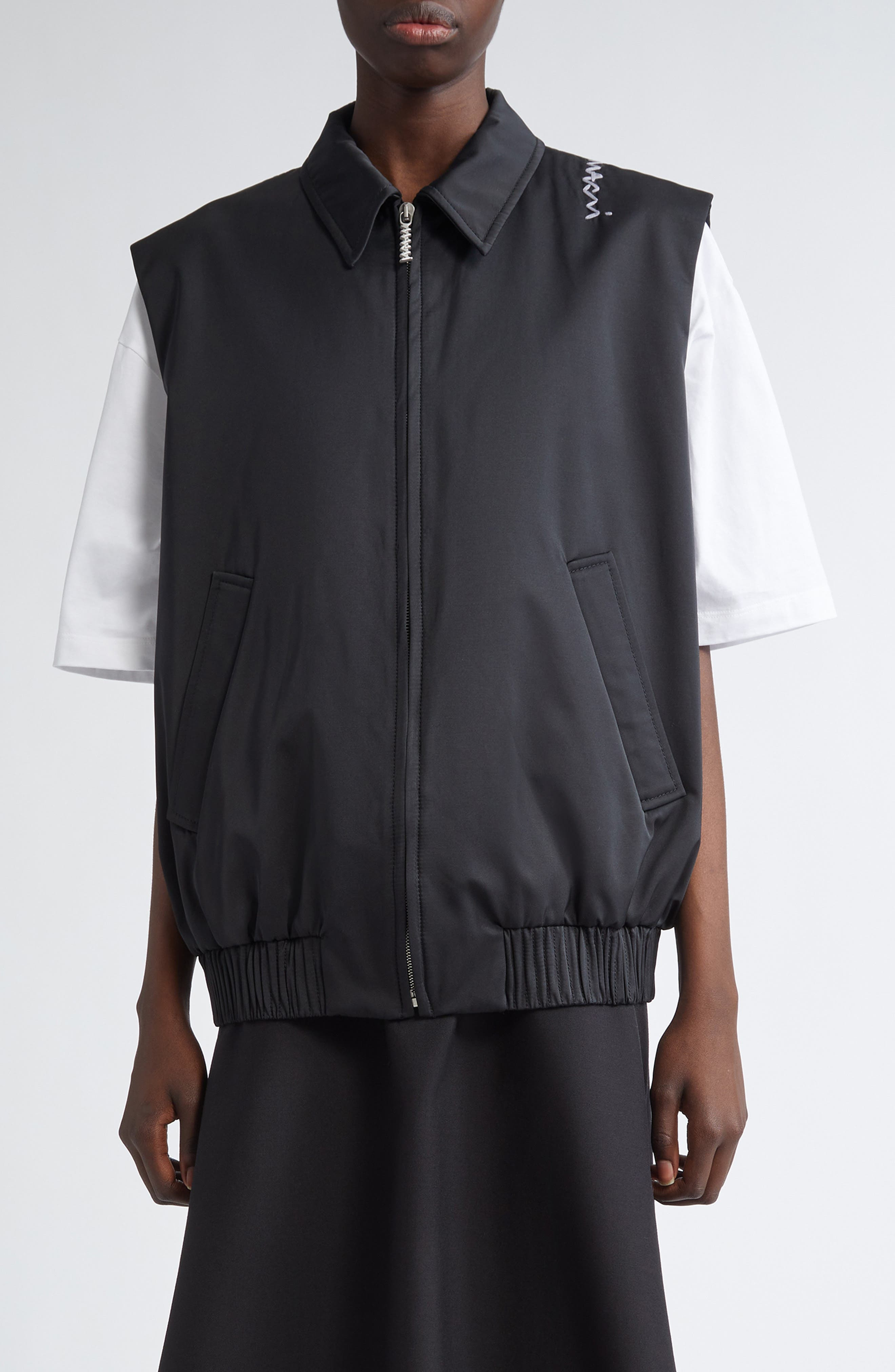 Marni Collared Bomber Vest in Black at Nordstrom - 1