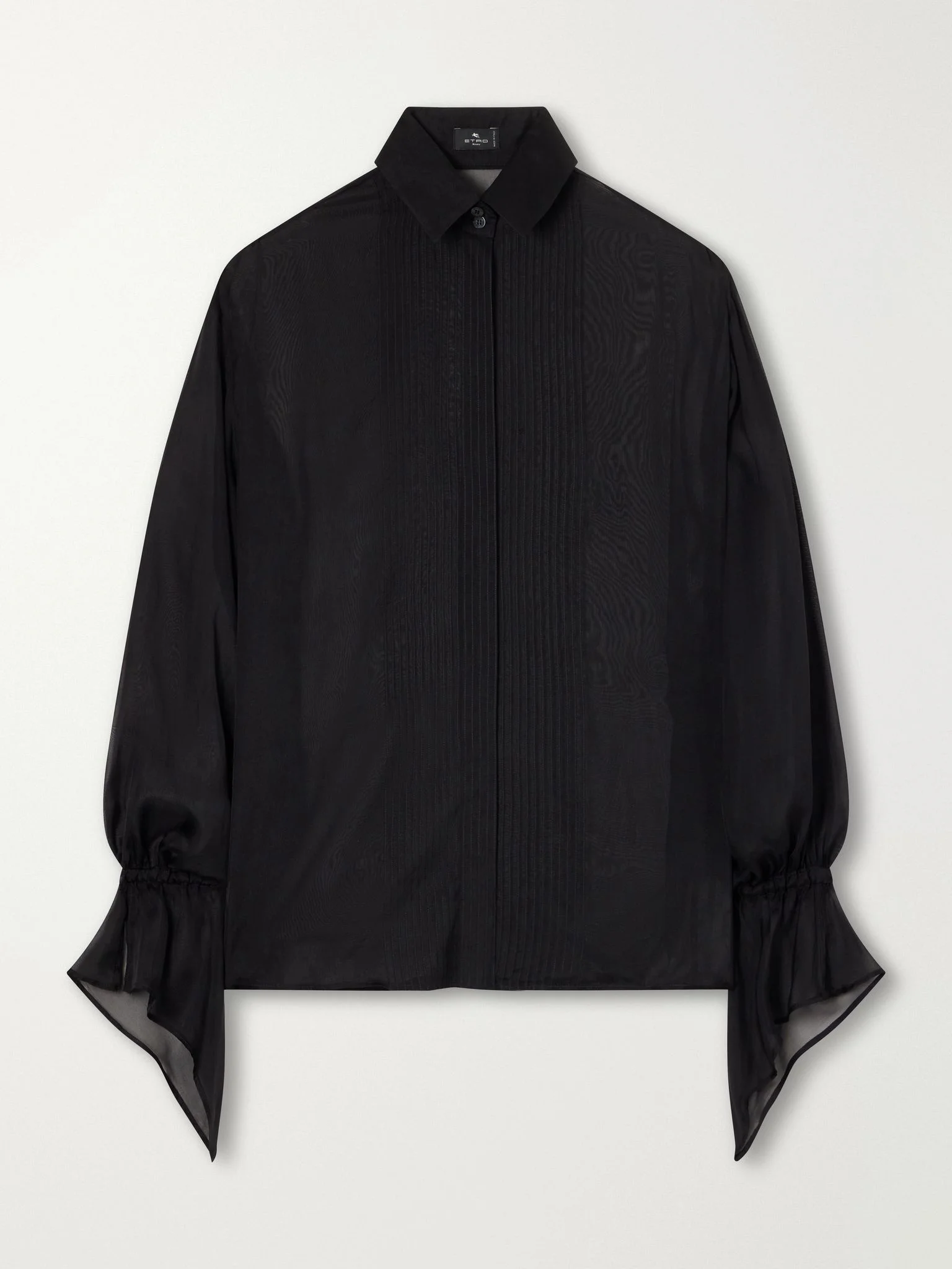 Pintucked silk-chiffon shirt Black - 1