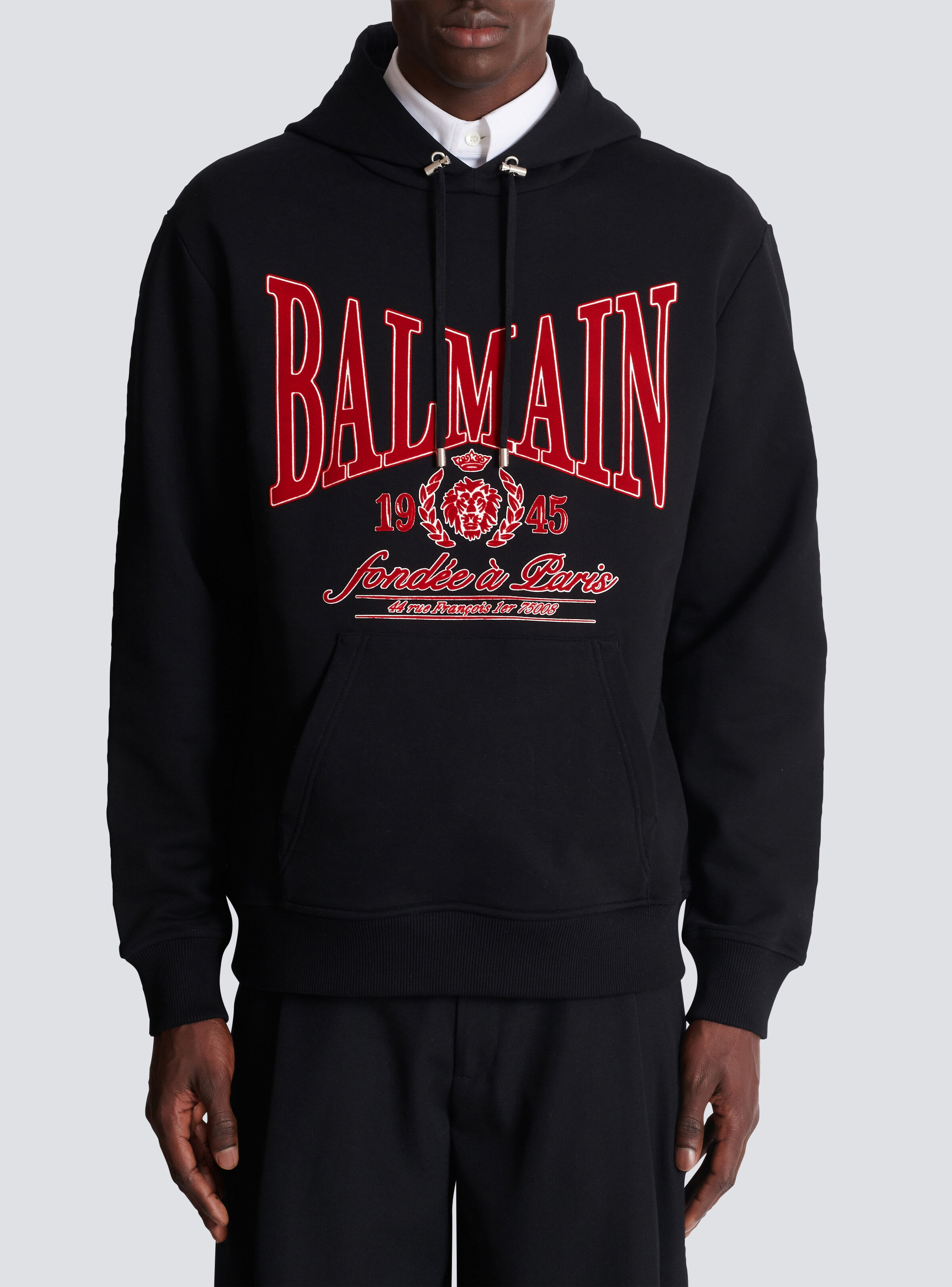 Flocked Balmain College hoodie - 5