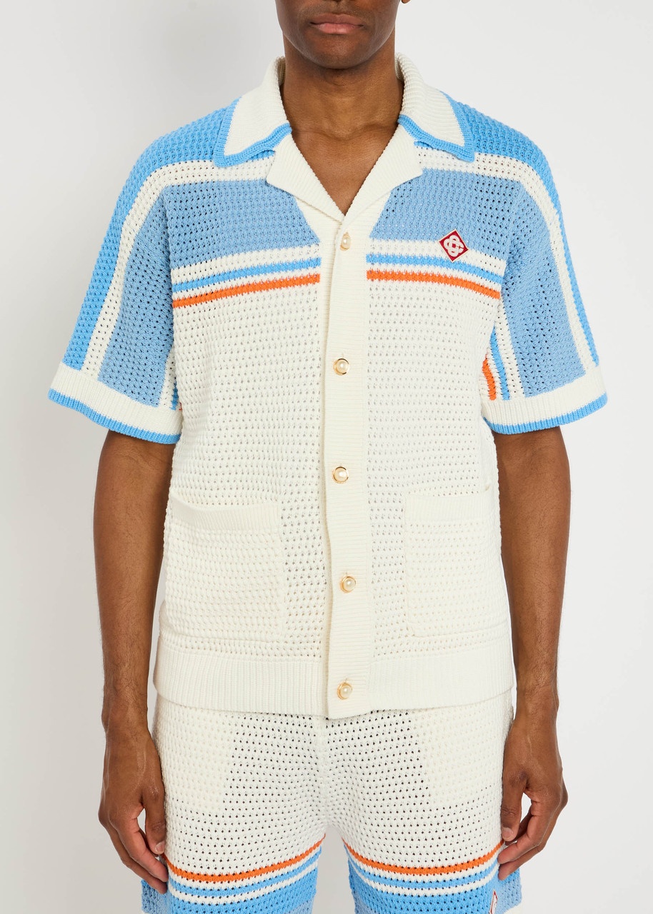 Casablanca Striped-crochet Cotton Shirt - 2