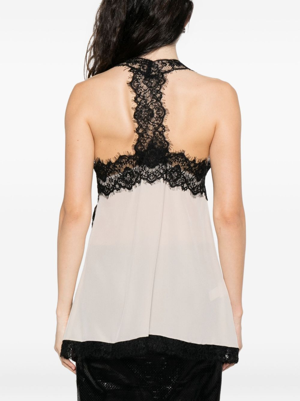 lace-trim silk top - 4