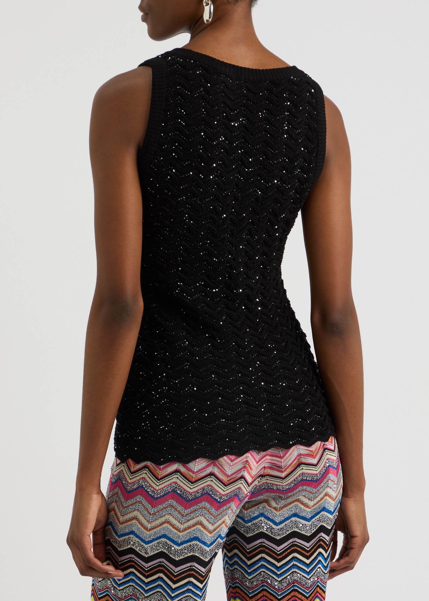 Zigzag sequin-embellished knitted tank - 3