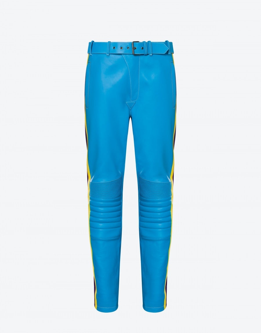 RETRO MOSCHINO LOGO LEATHER TROUSERS - 1