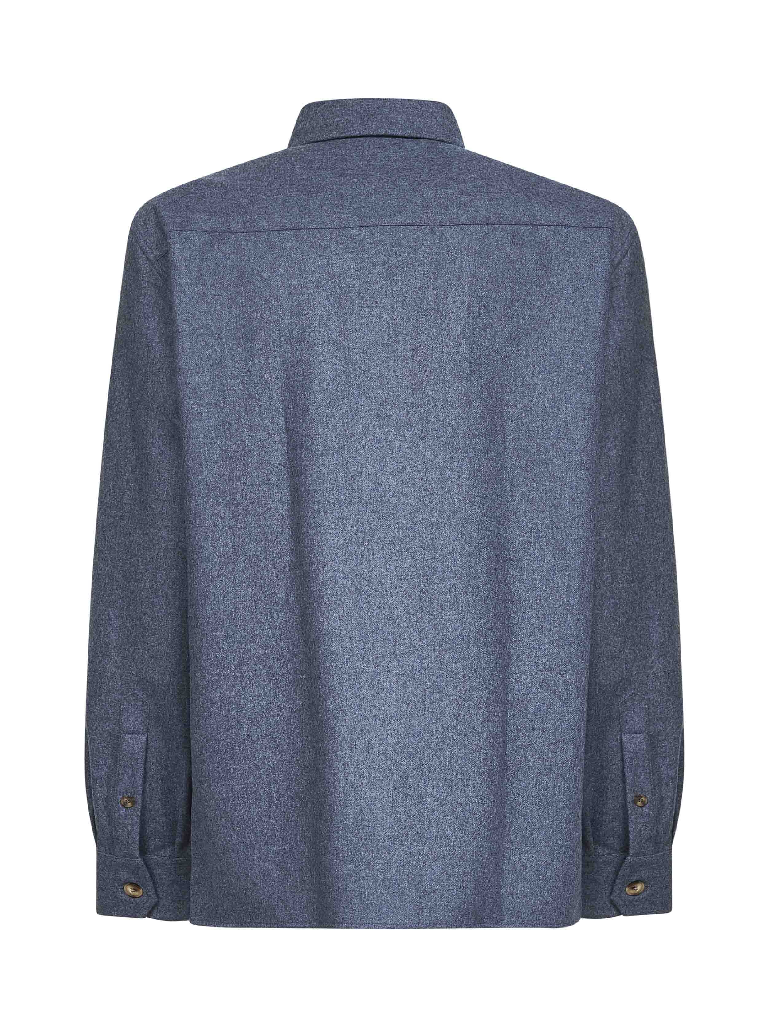 Light blue virgin wool flannel overshirt - 2