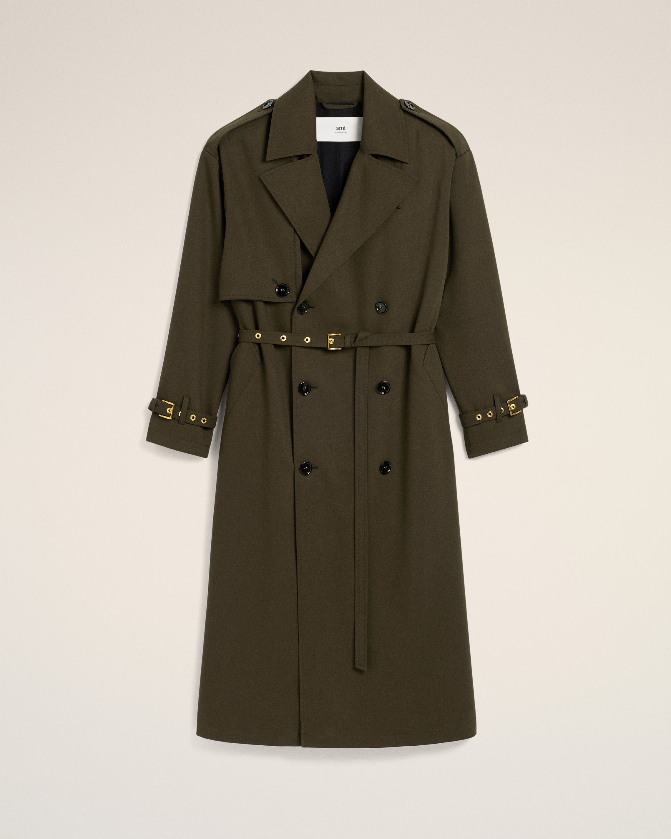 GREEN WOOL TRENCH COAT - 2