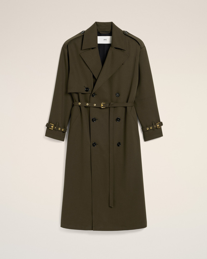 AMI Paris GREEN WOOL TRENCH COAT outlook
