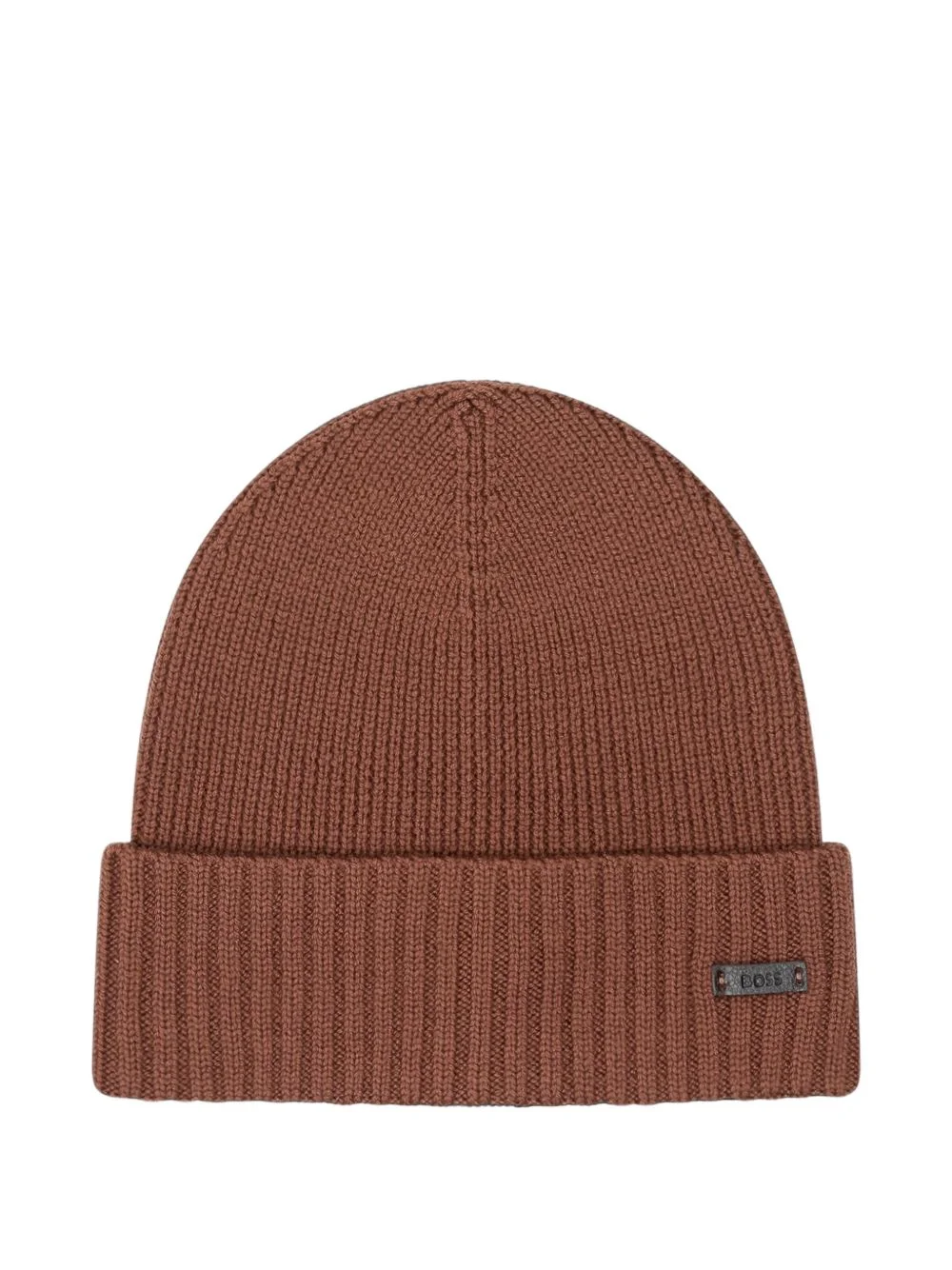 rib-knit virgin-wool beanie with logo plaque - 1