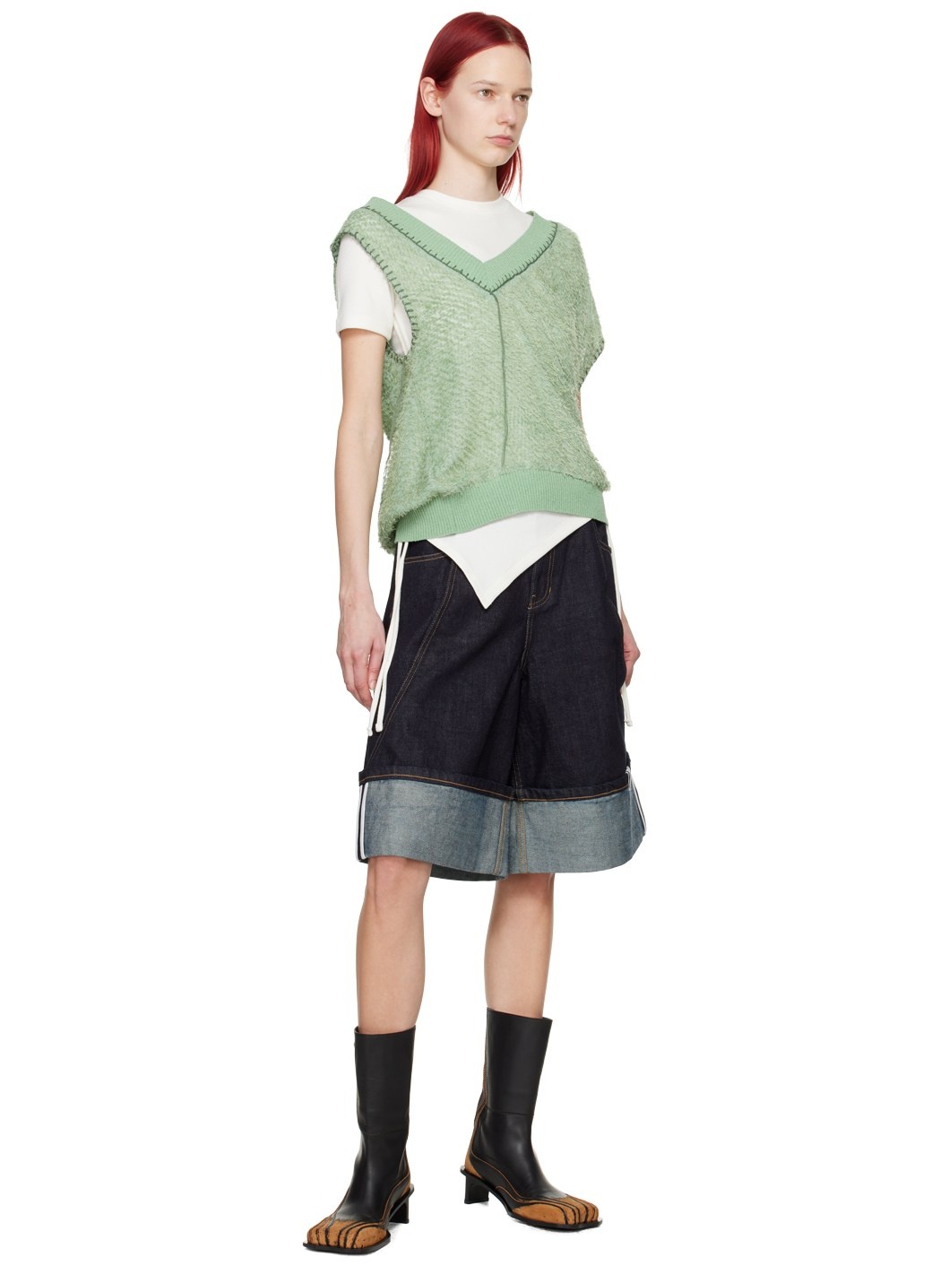 Green Asymmetrical Vest - 4