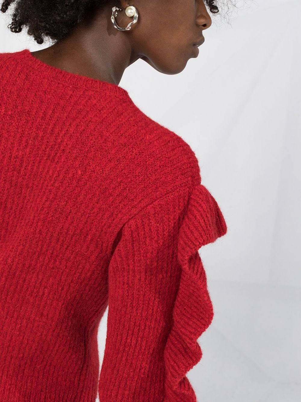 ruffled crew neck jumper - 3