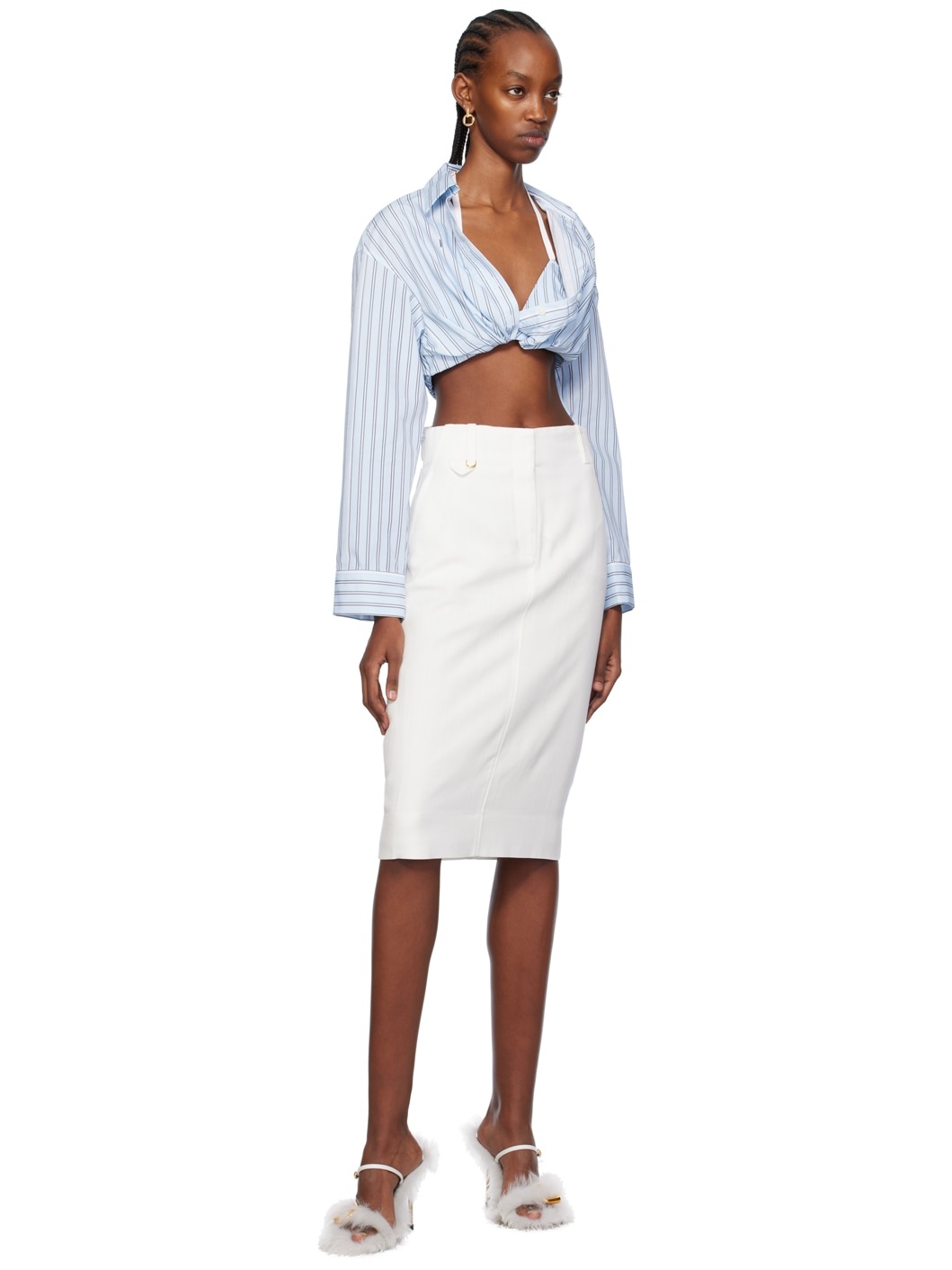 White Les Sculptures 'La jupe midi Bari' Midi Skirt - 4