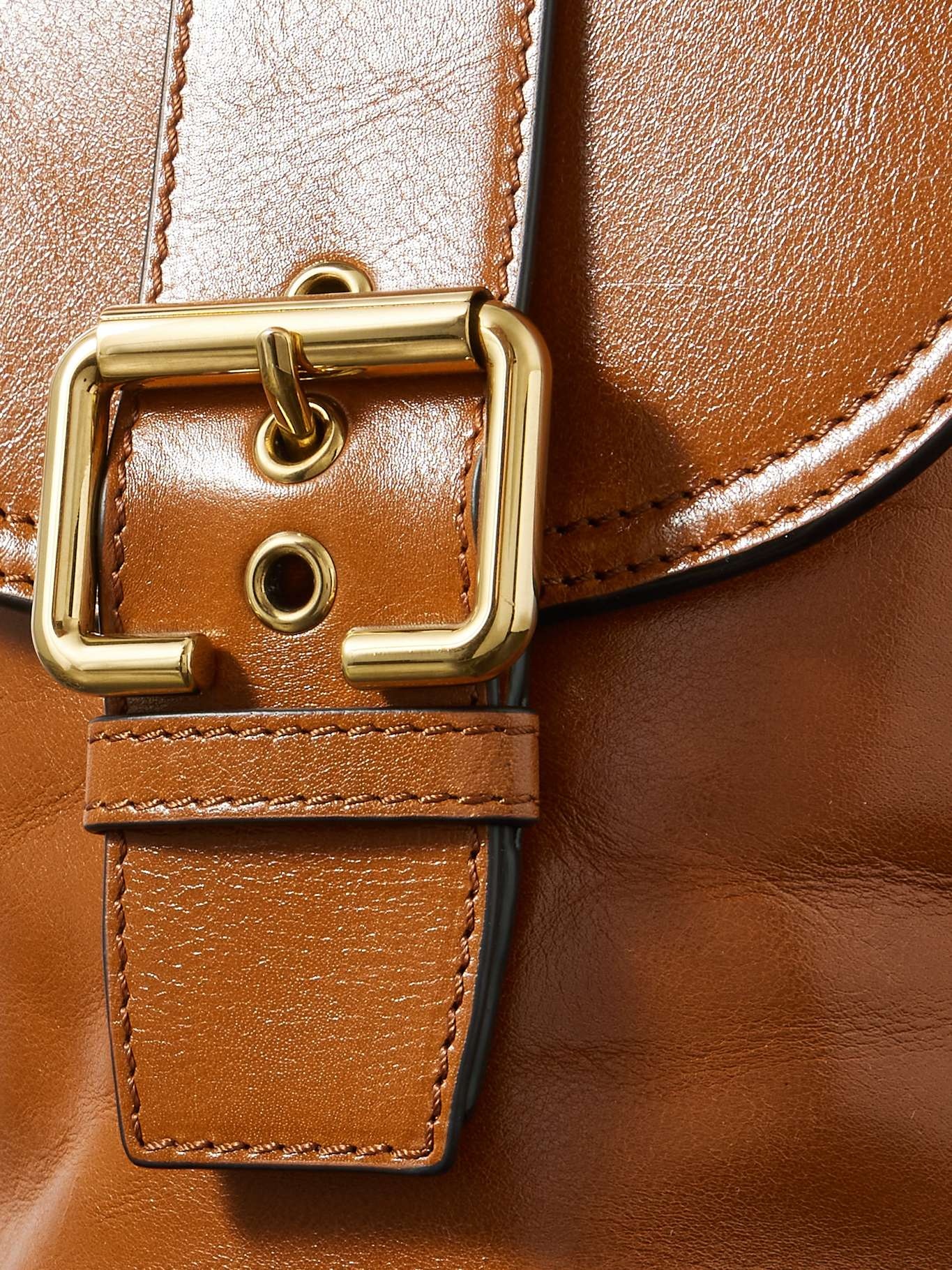 Camera leather shoulder bag Brown - 4