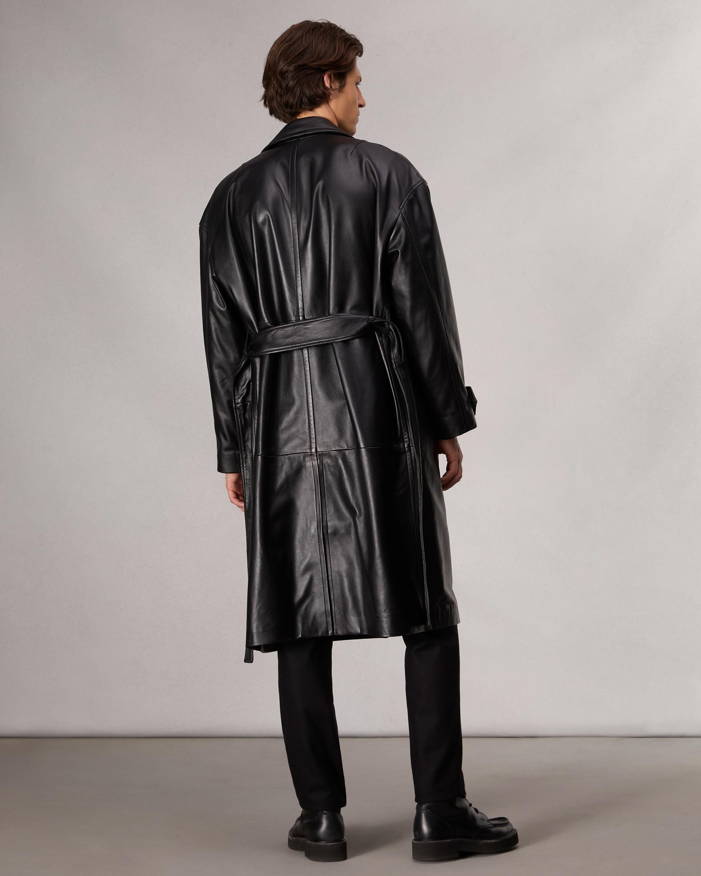 Tyler Leather Trench Coat - 5