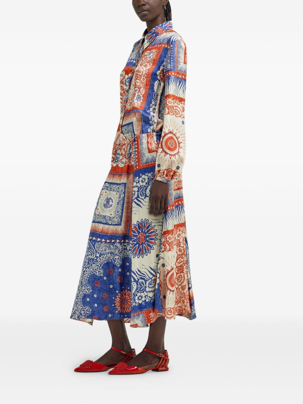 patchwork paisley-pattern silk dress - 5
