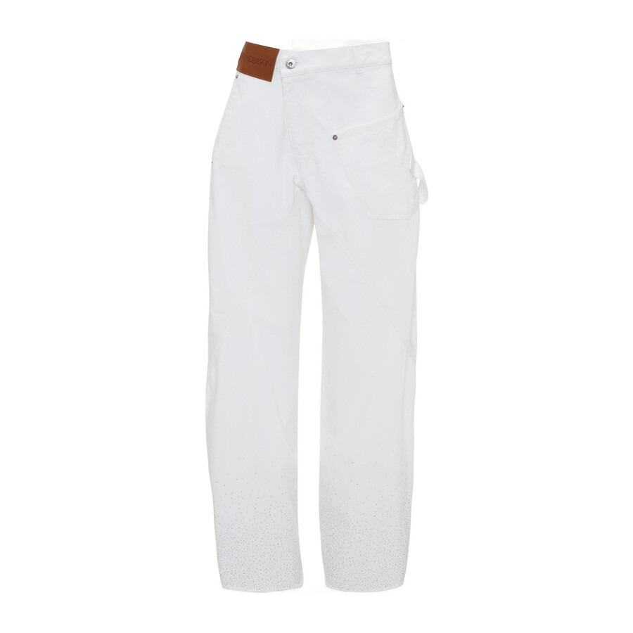 JW Anderson Twisted Workwear Crystal-Embellished Jeans - 5