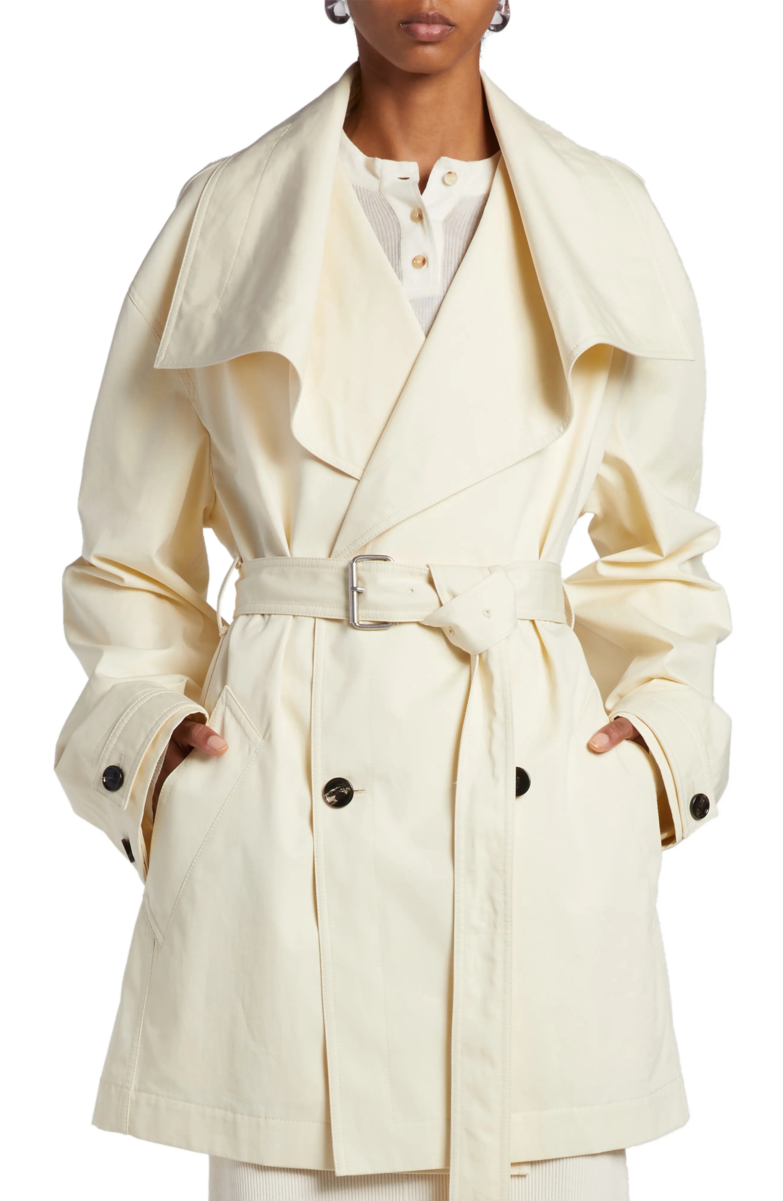 Bottega Veneta Double Breasted Cotton Twill Trench Coat