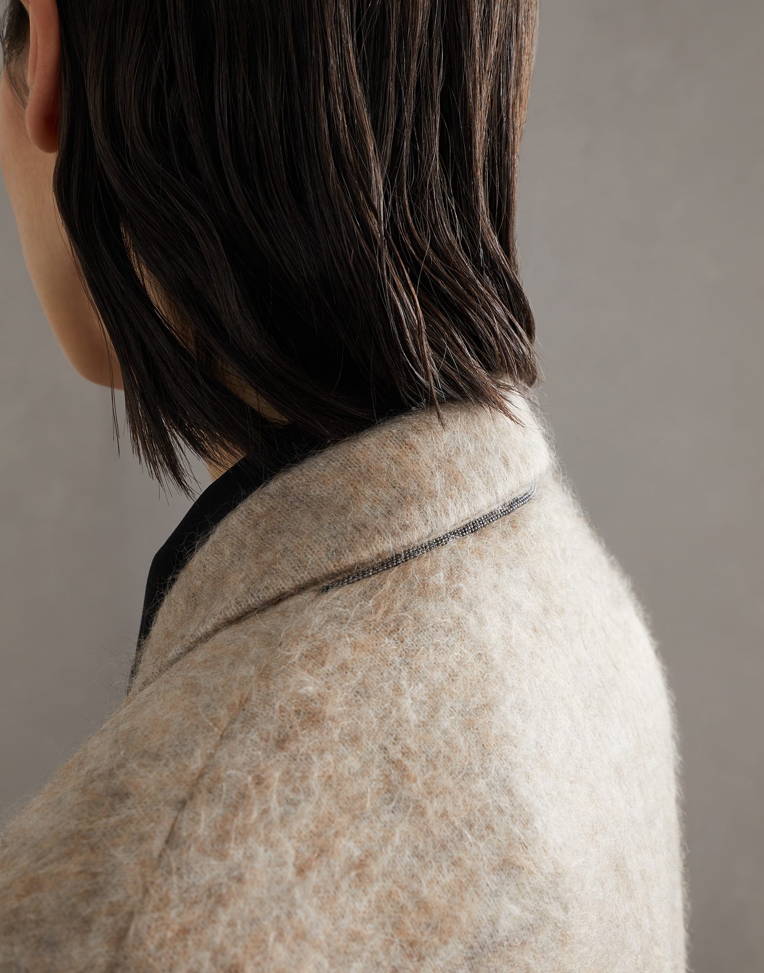 Mohair, wool and cashmere knit blazer with monili - 3