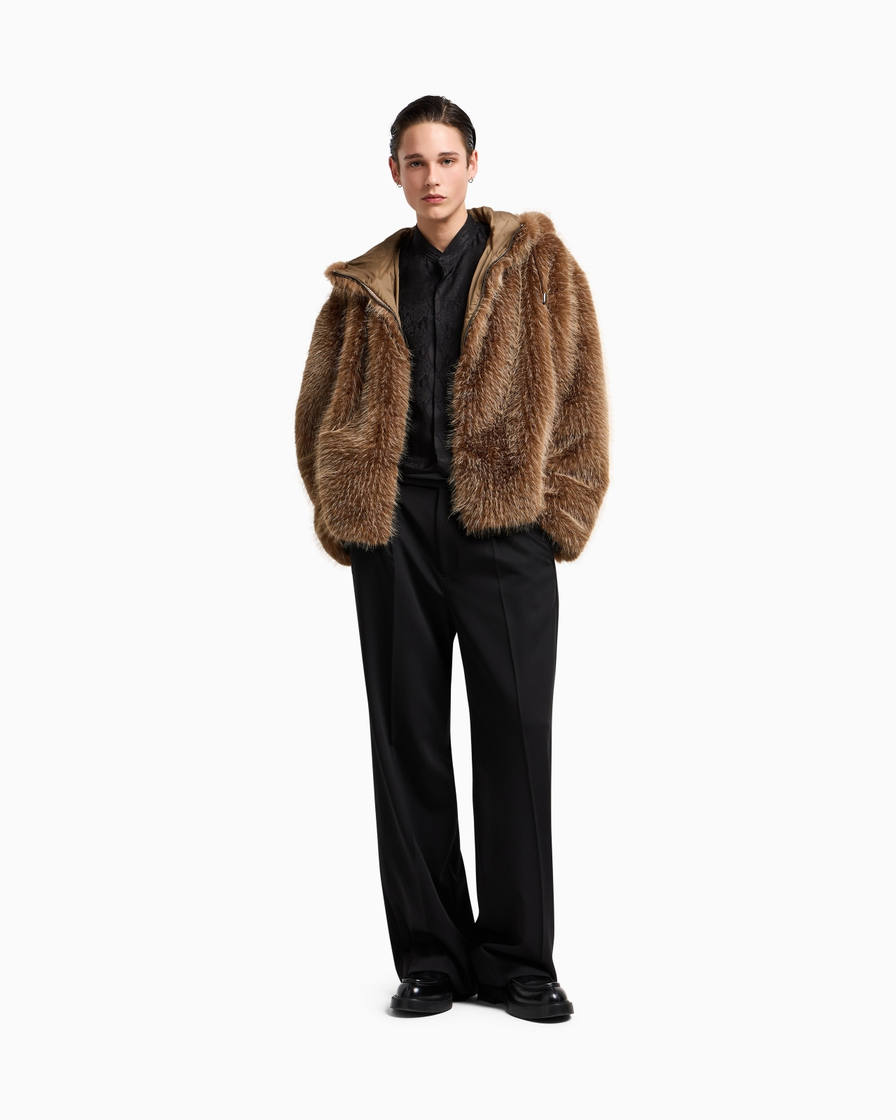 FAUX FUR HOODED BLOUSON - 2