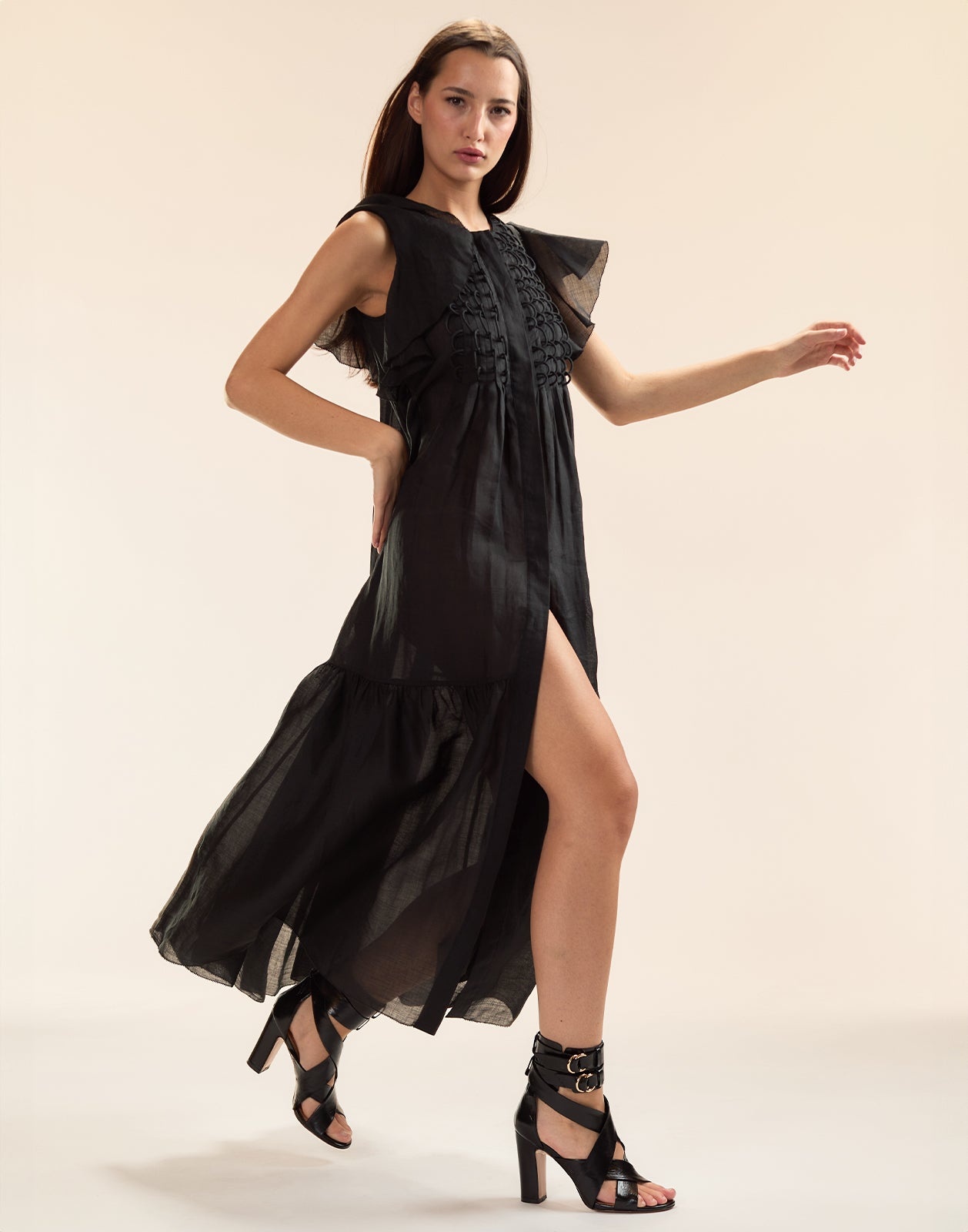 RAMIE MIDI PINTUCK KAFTAN - 5