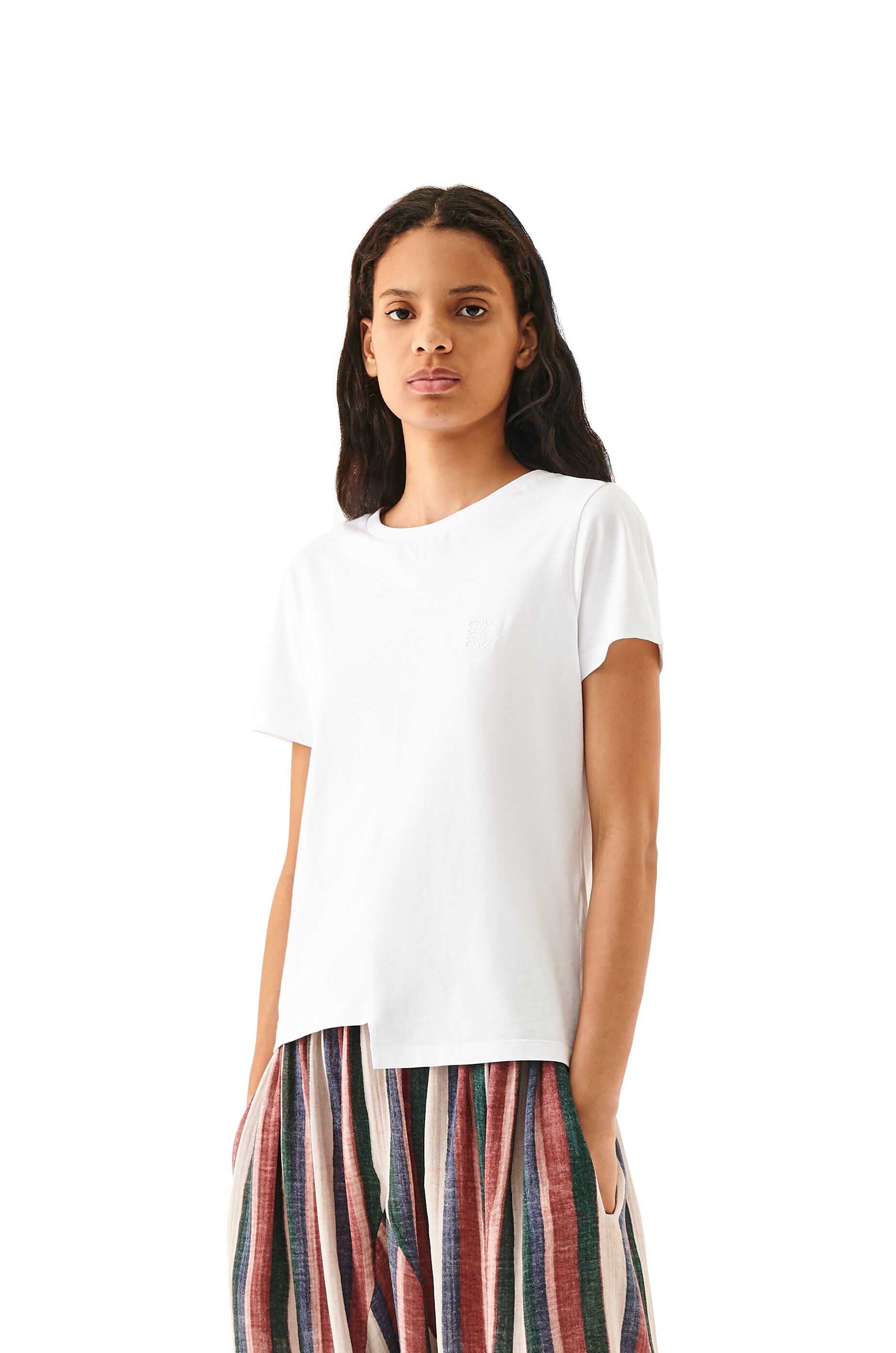 Anagram embroidered asymmetric t-shirt in cotton - 3