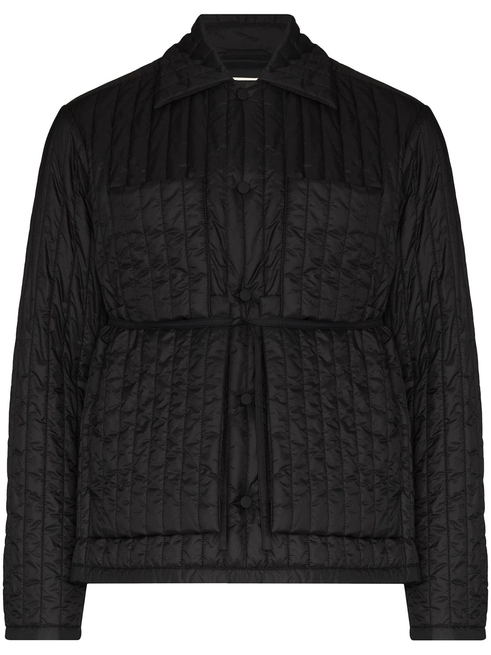 tie-fastening quilted worker jacket - 1