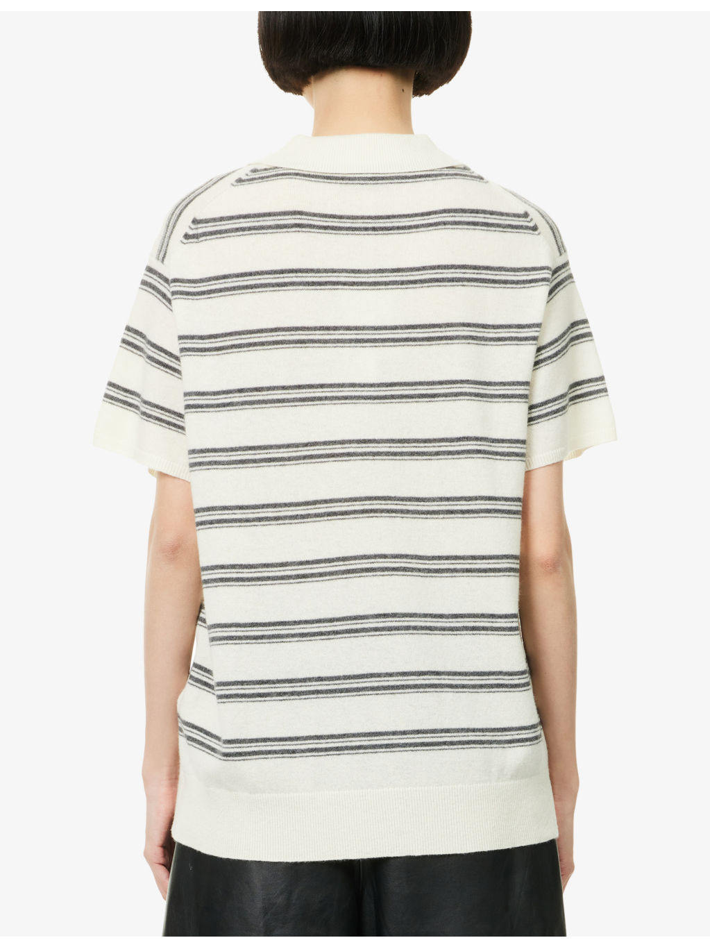 Striped Short-Sleeve Wool And Cashmere Polo Shirt - 4