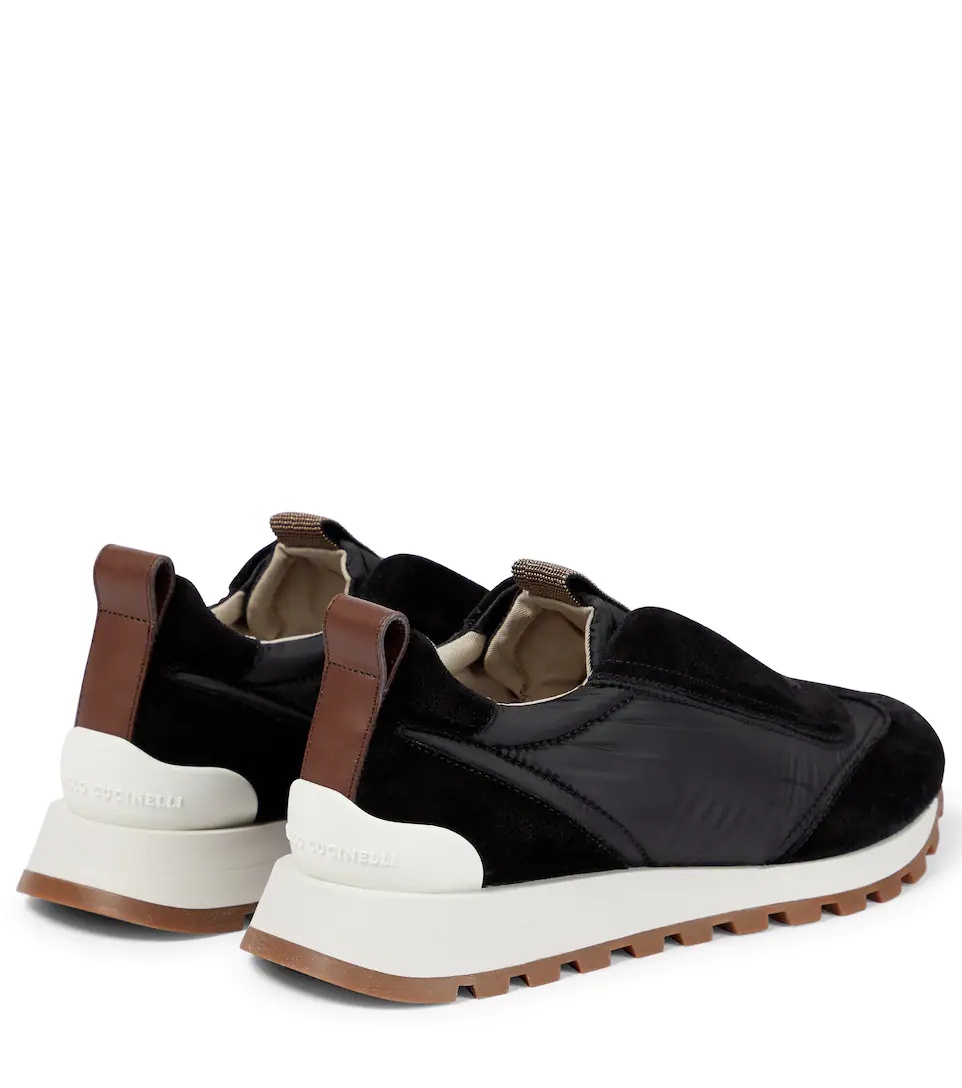 Embellished suede-paneled sneakers - 3