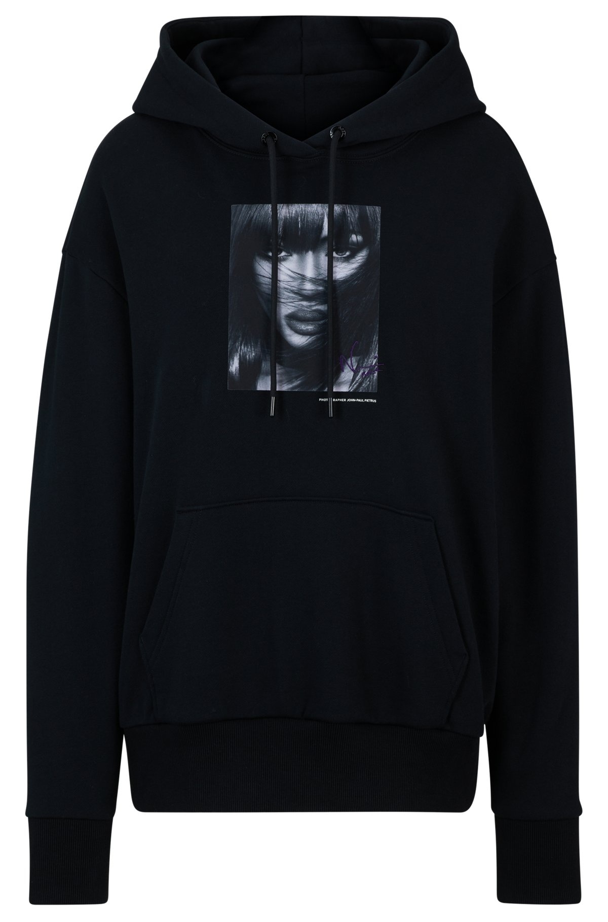 NAOMI X BOSS COTTON-TERRY SWEATSHIRT WITH RIBBED TRIMS - 1