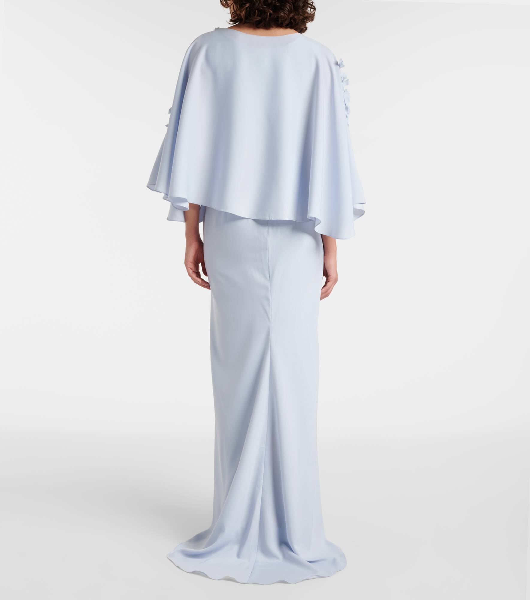 Floral-appliqué silk gown - 3