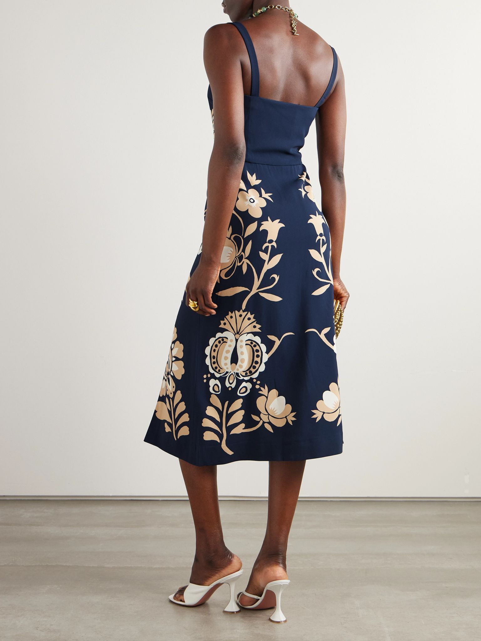 Buy Me A Martini floral-print crepe midi dress Blue - 3