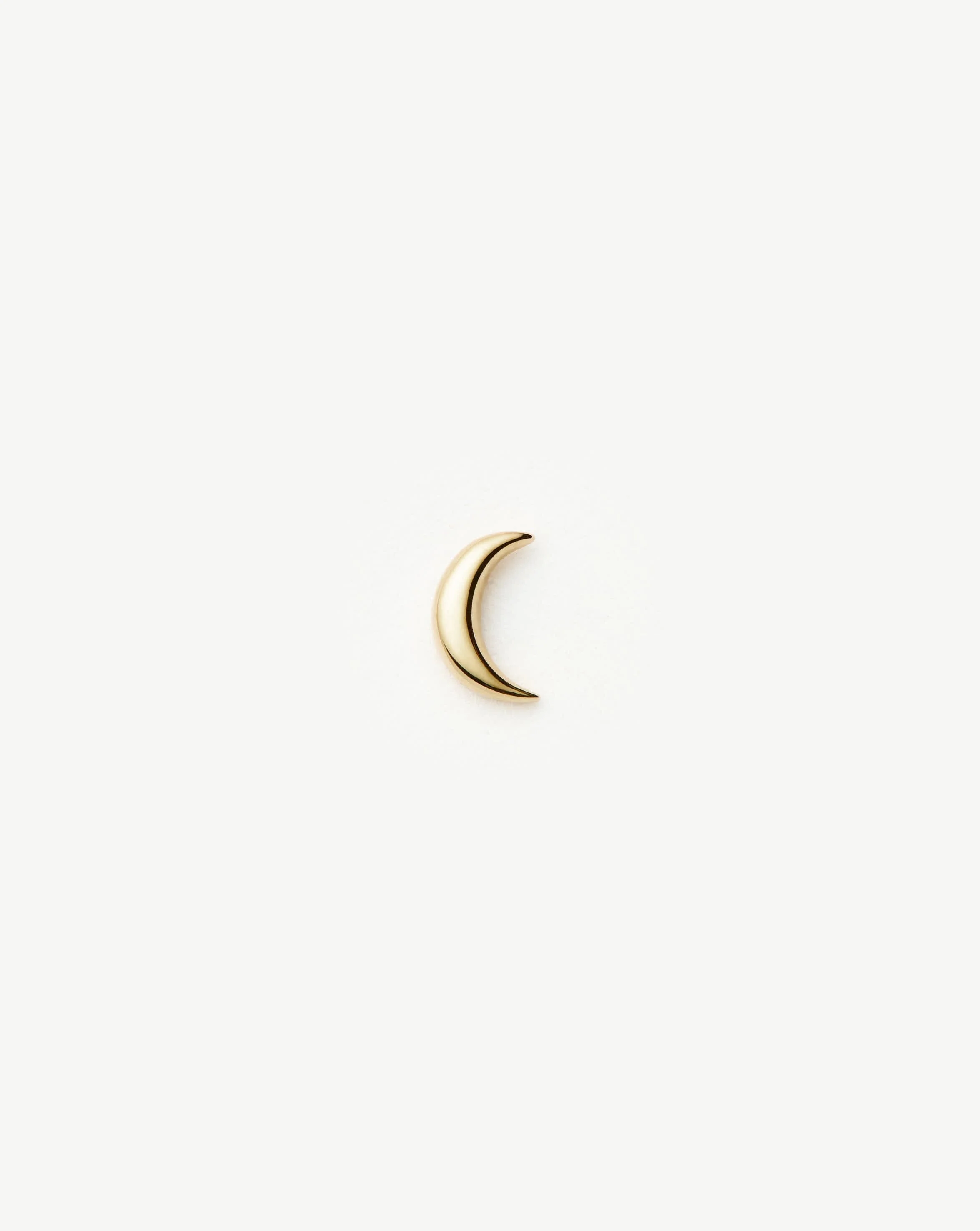 Solid Gold Moon Flat Back Stud Earring - 1