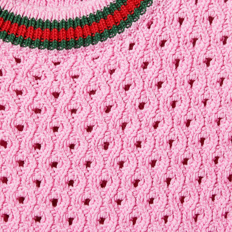 GUCCI Crochet-effect cotton dress with Web - 786422XKD2N5152 | REVERSIBLE
