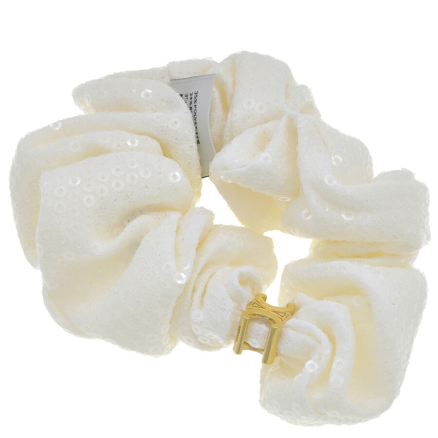 Celine Rayure Scrunchy in Gold & White - 4