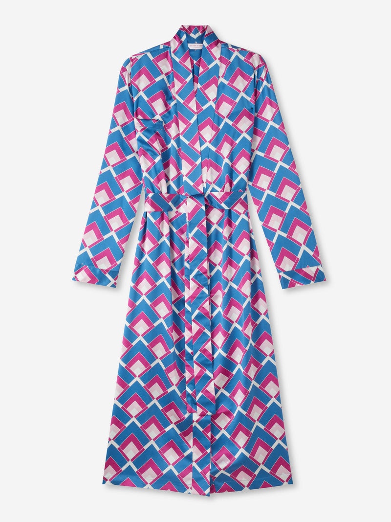 Women's Long Dressing Gown Brindisi 71 Silk Satin Multi - 1