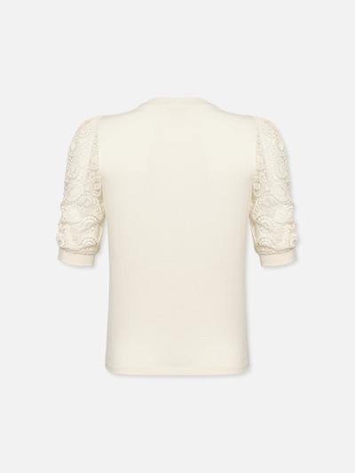 FRAME Lace Sleeve Frankie Tee in Cream outlook