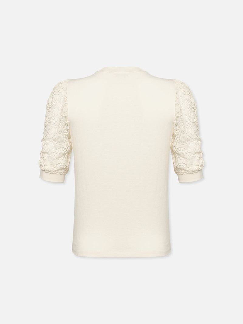 FRAME Lace Sleeve Frankie Tee in Cream outlook