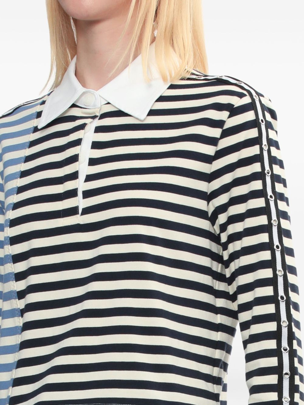 striped panelled polo top - 5