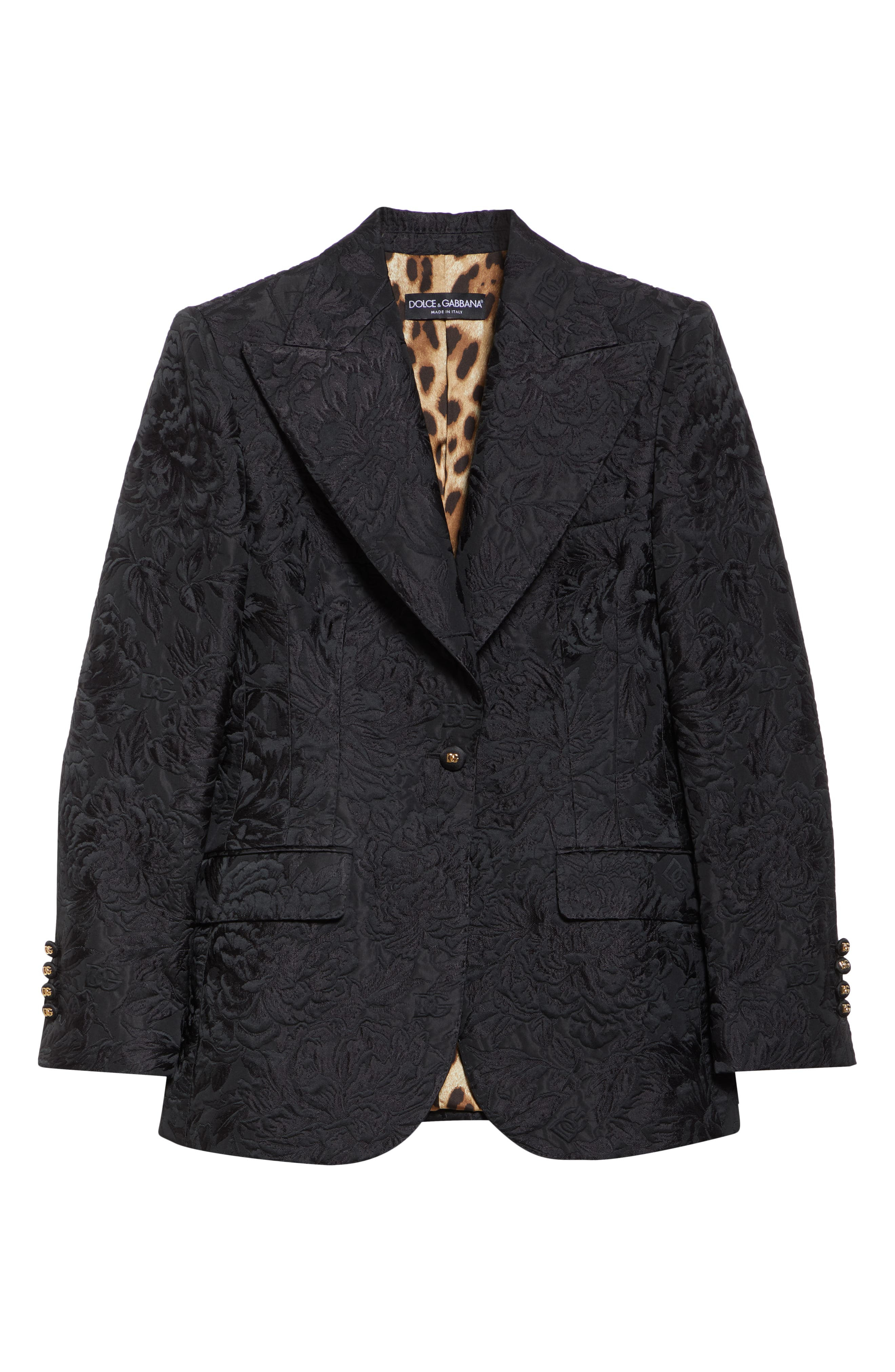 Dolce&Gabbana One-Button Floral Brocade Blazer in N0000 Nero at Nordstrom - 7