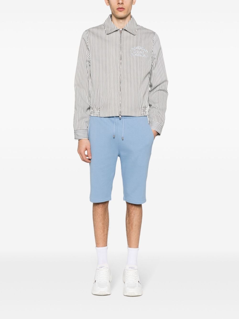 logo-flocked cotton track shorts - 2
